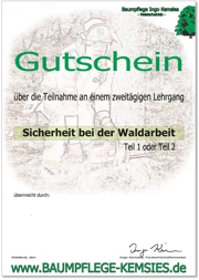 Gutschein für einen Motorsägenlehrgang